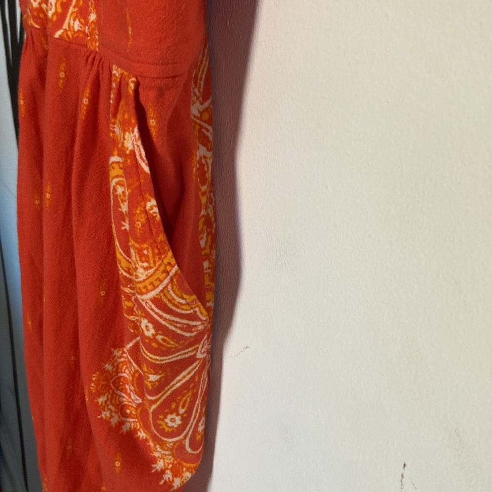 Free People Setting Sun orange sleeveless 100% cotton jumpsuit - Picture 4 of 13